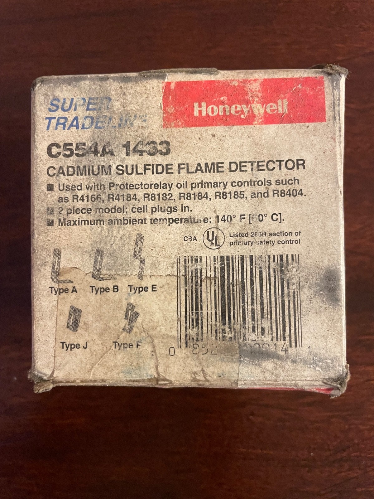 New (NIB) HoneywellC554A 1463 Universal Model U Cadmium Sulfide Flame Detector