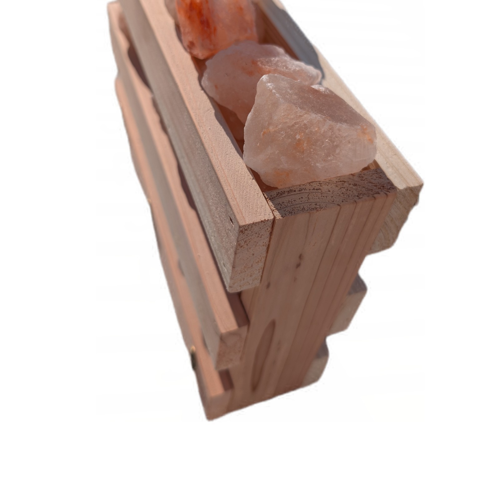 Himalayan Salt Hanging Sauna Box with Hooks, Cedar Wood, Relaxing Spa Decor