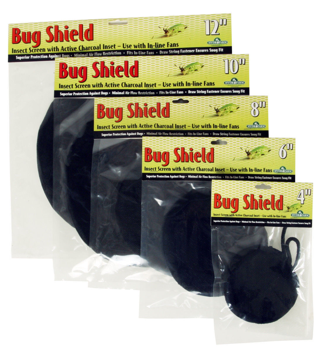 Hydrofarm Bug Shield w/ Active Carbon Filter Inset stop mold mildew inline fan