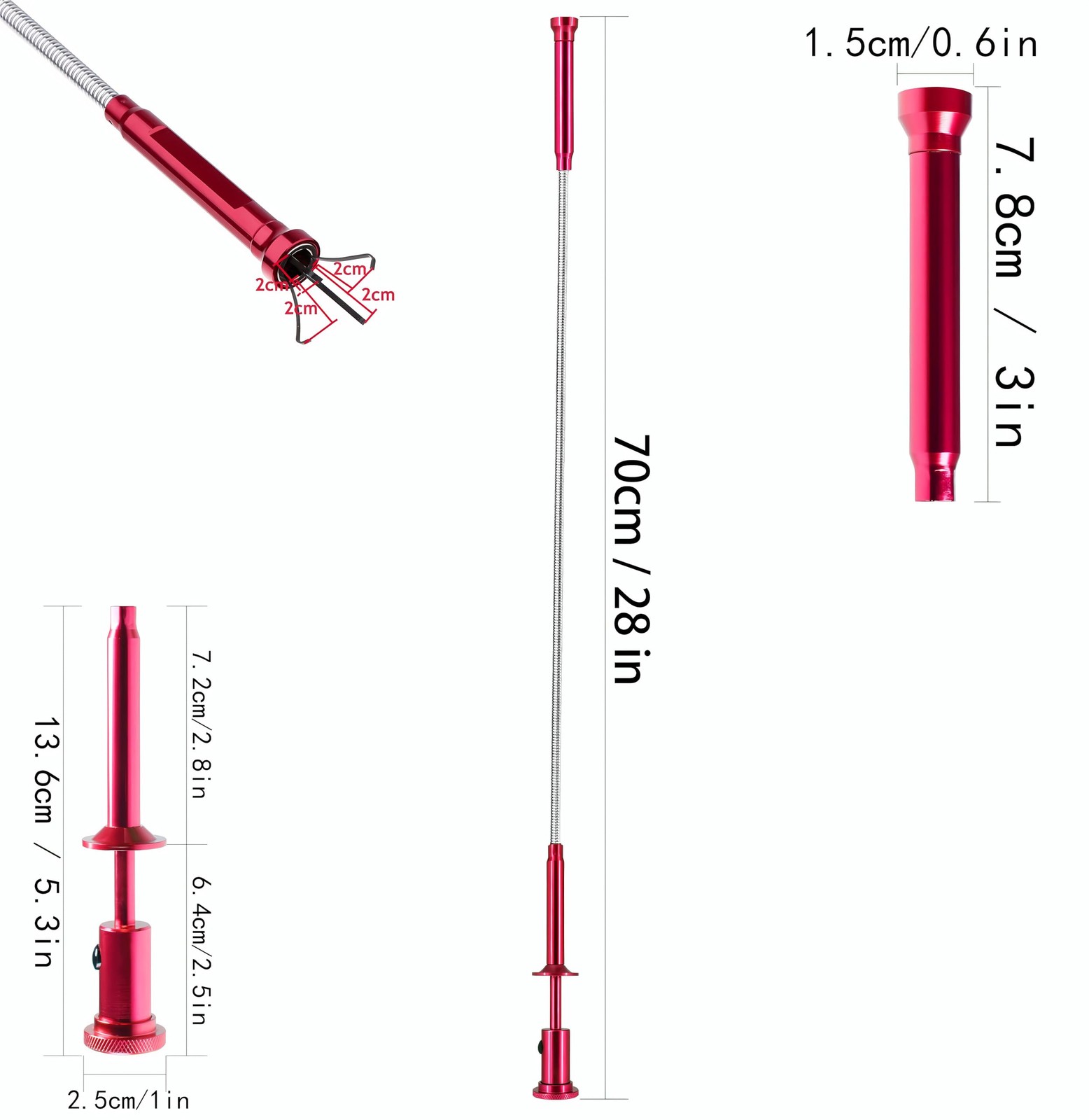 Flexible Magnetic Pickup Tool,Bendable Grabber Tool with 4 Claws & Strong Mag...