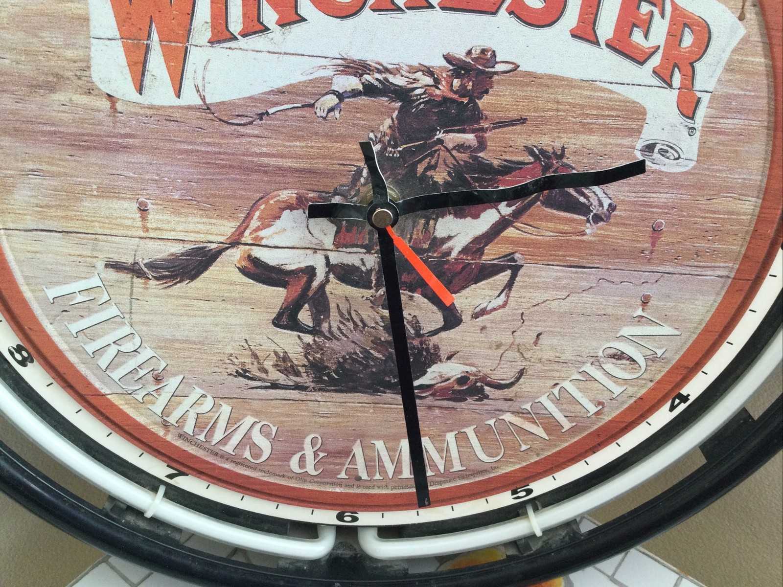 Winchester Forearms & Ammunition Wall Clock. 15” Around.