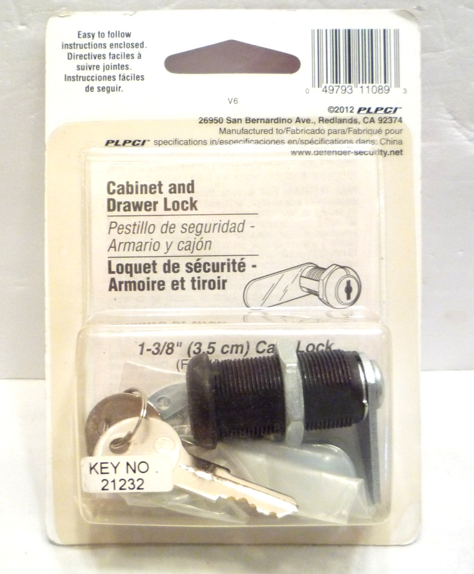 Defender Security Cabinet and Drawer Lock U-11089 for 1” Thick Panels