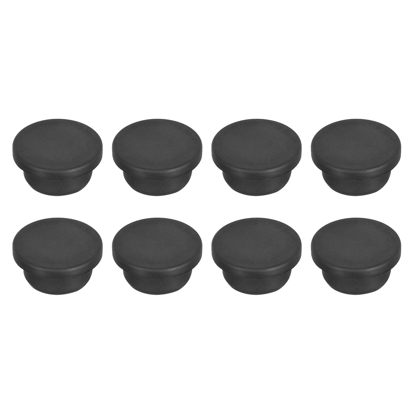 8pcs T-Shaped Silicone Plugs 24mm 15/16" Dia Snap in Plug Seal Round Black