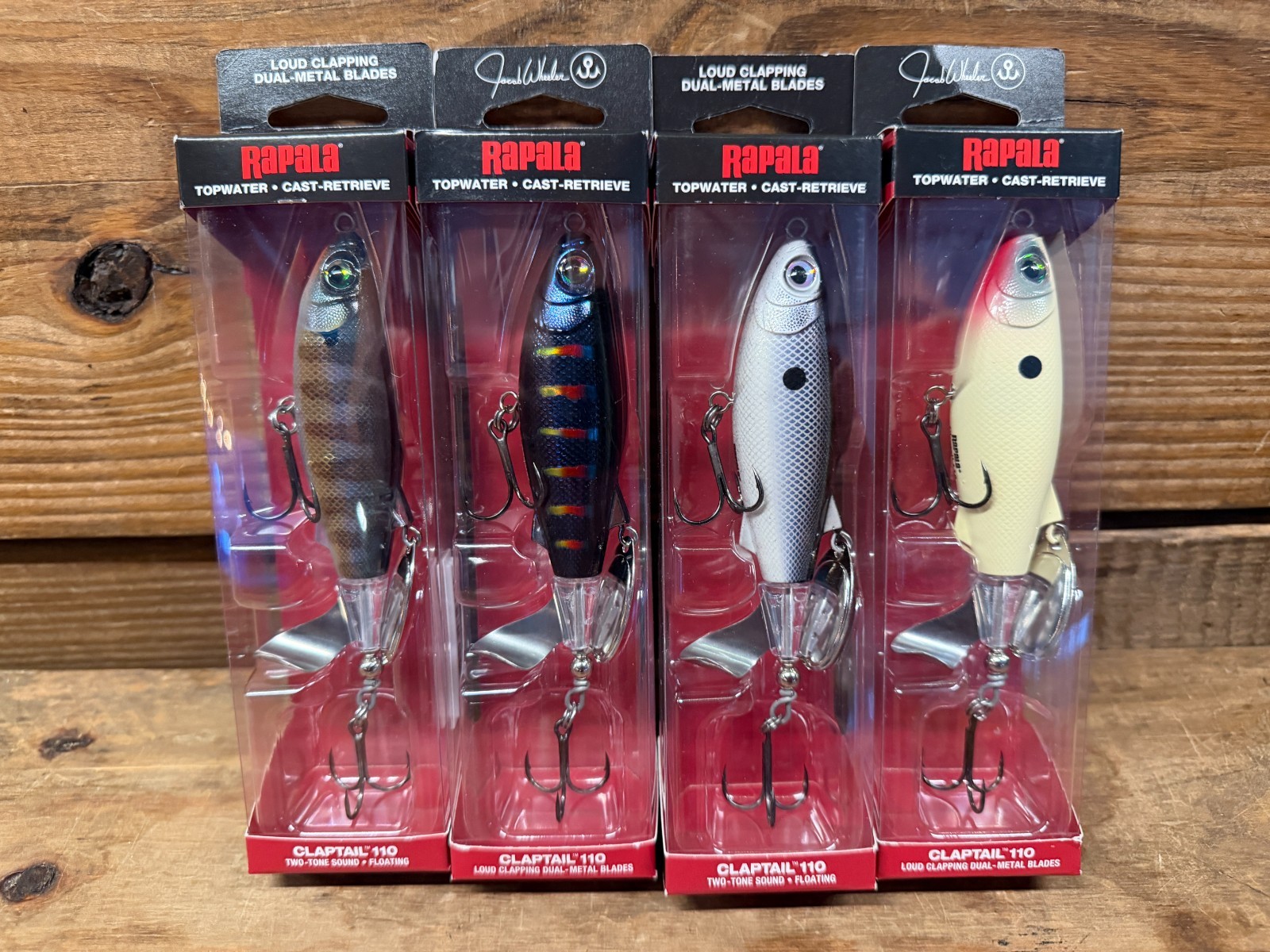 (4) Rapala ClapTail 110 Topwater Fishing Lure True Gill Black Shad Bone Night