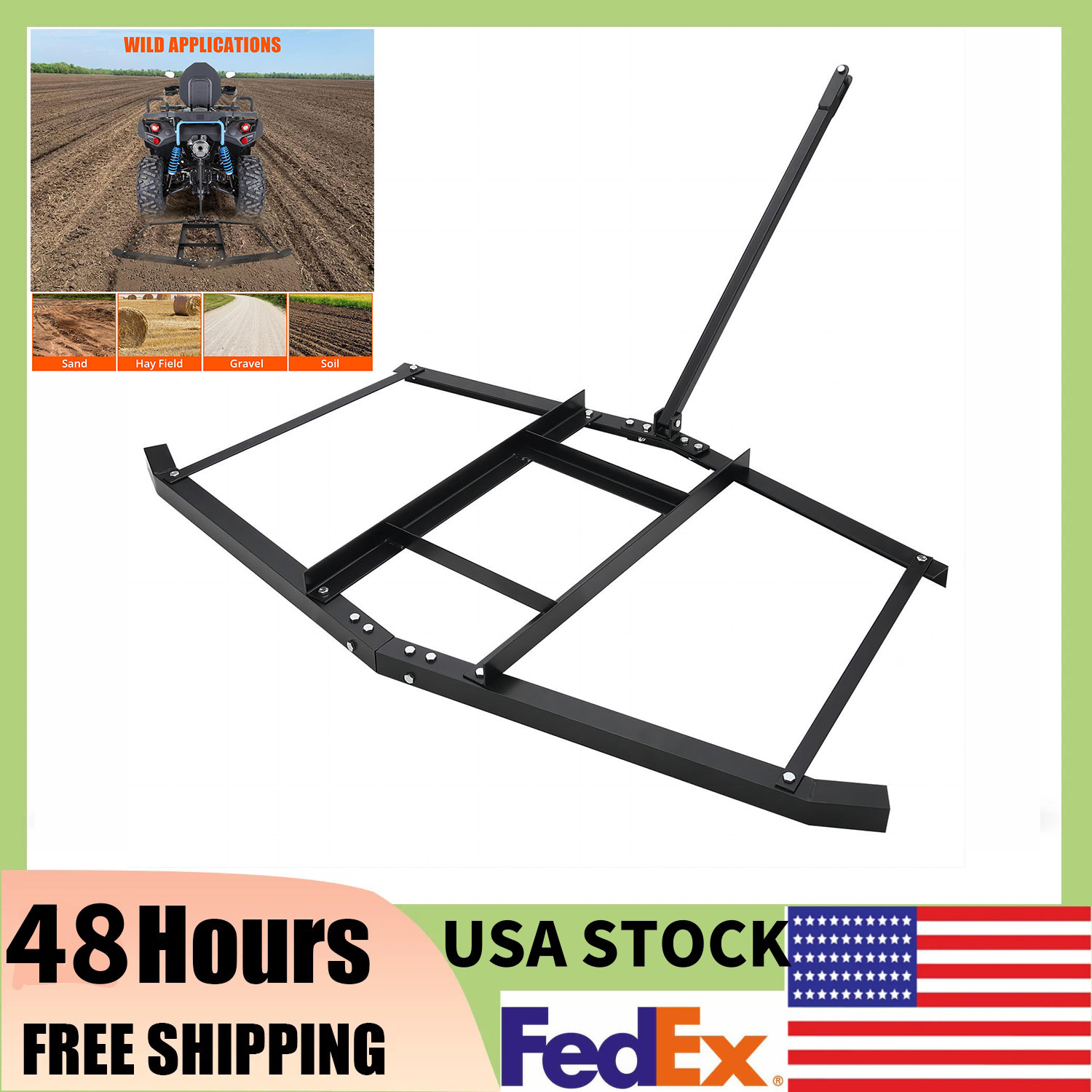 ⚡Drag Harrow Driveway Grader,66"/74"Lawn Leveling Rake forGrass,Dirt Fits ATVUTV