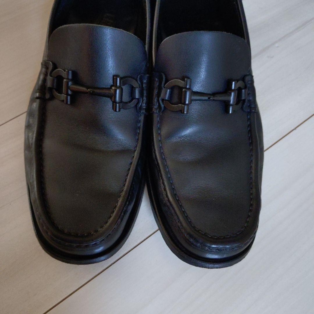 Ferragamo Dress Shoes Men 7.0US Black Loafers With Metal Fittings 'S 25Cm Limite
