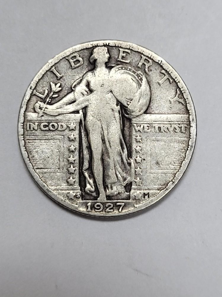 1927 S Standing Liberty Quarter Nice Details !  TOUGH DATE!!