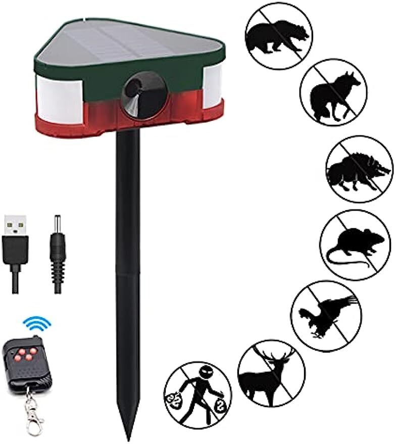 Solar Motion Sensor Driveway Alarms Wireless with 360° 3x129db Sound & Strobe US
