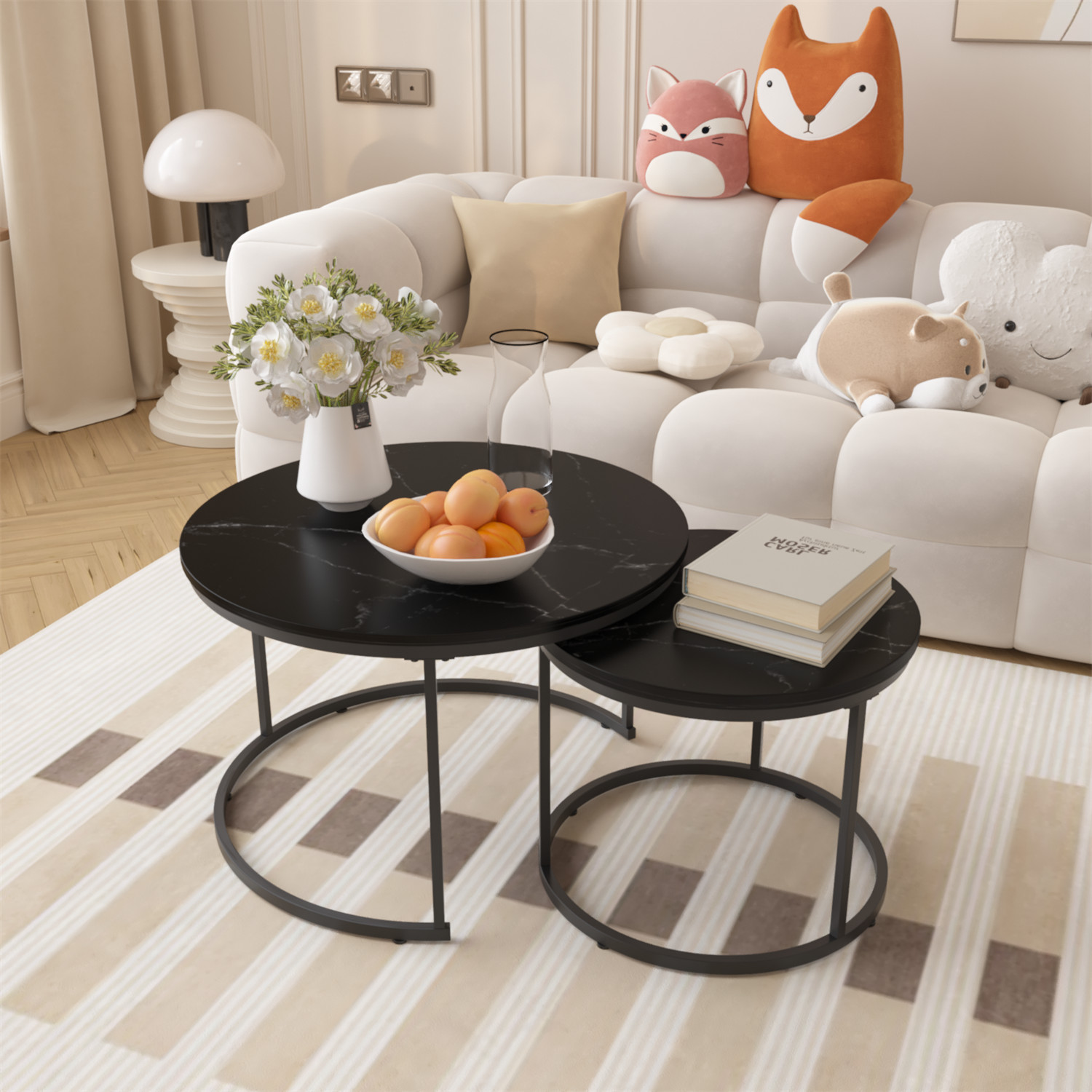 Nesting Coffee Table Center Cocktail Table Round Side Table for Living Room