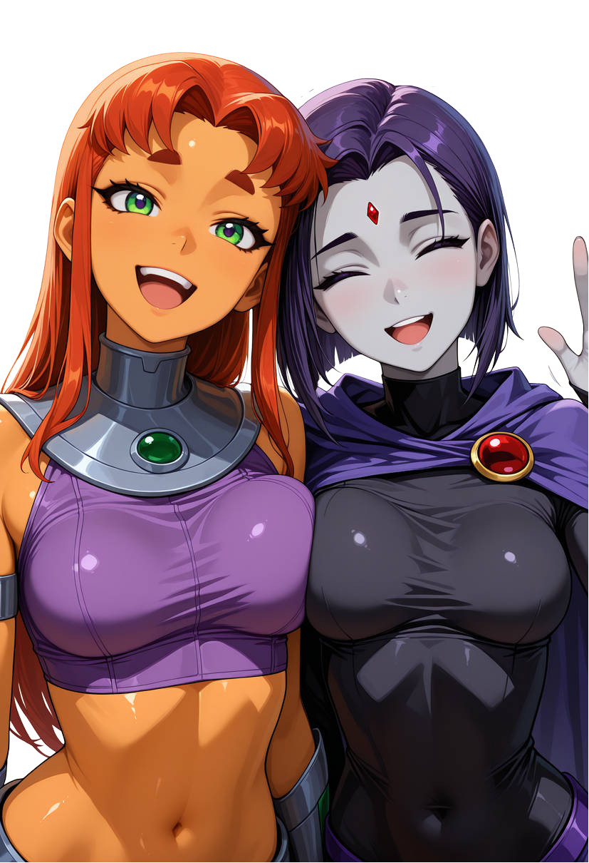 Starfire and Raven Teen Titans Waifu Weatherproof Anime Sticker 6" Car Decal