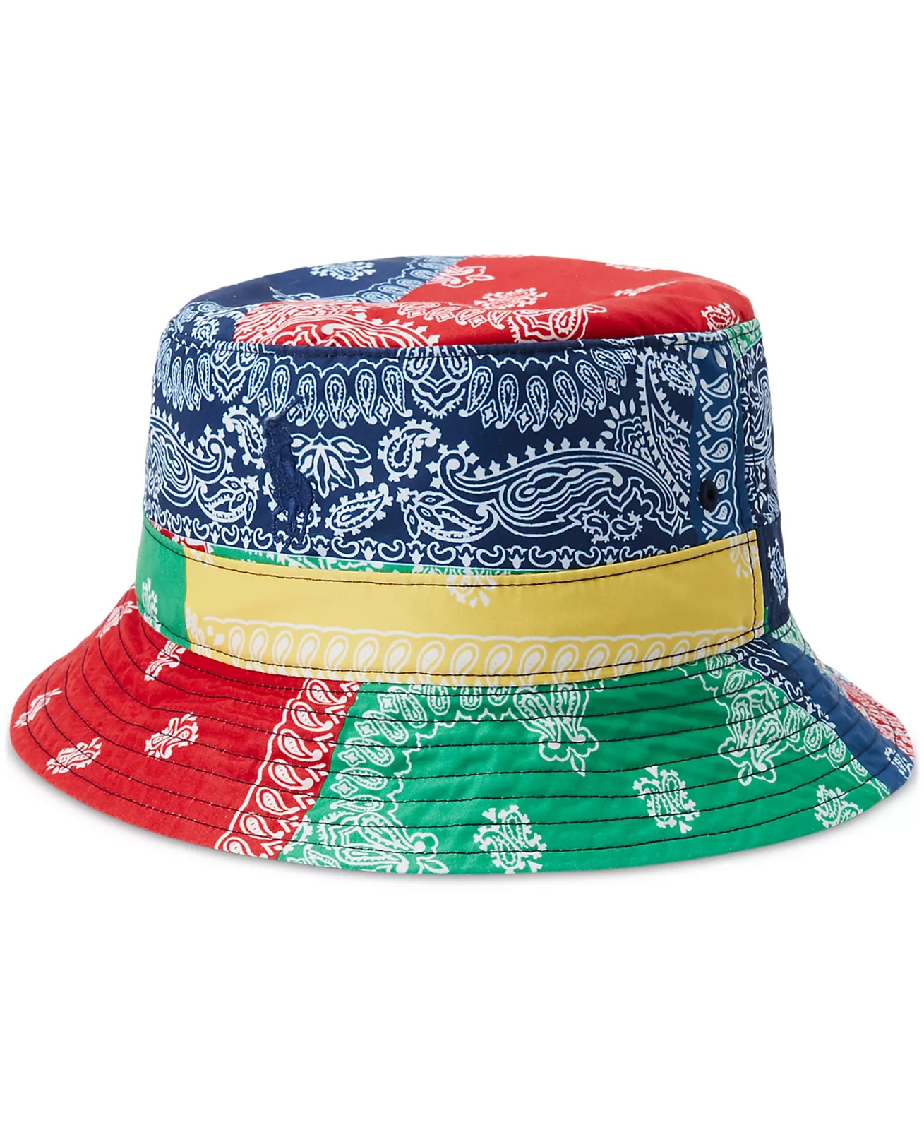 RARE Size S/M Polo Ralph Lauren Bandanna-Print Color-Blocked Bucket Hat NWT