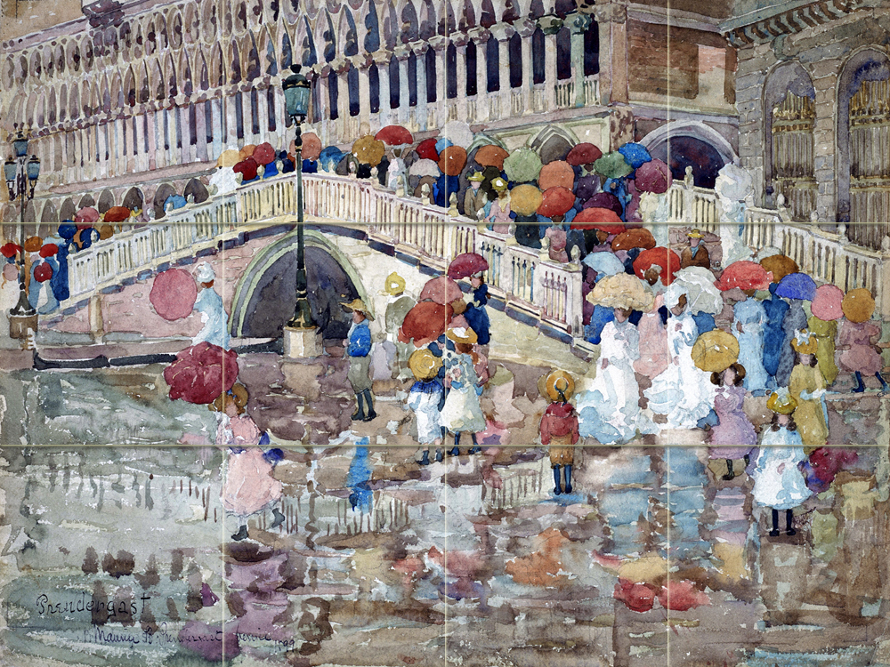 Art Prendergast Umbrellas Rain Ceramic Mural Backsplash Bath Tile #2301