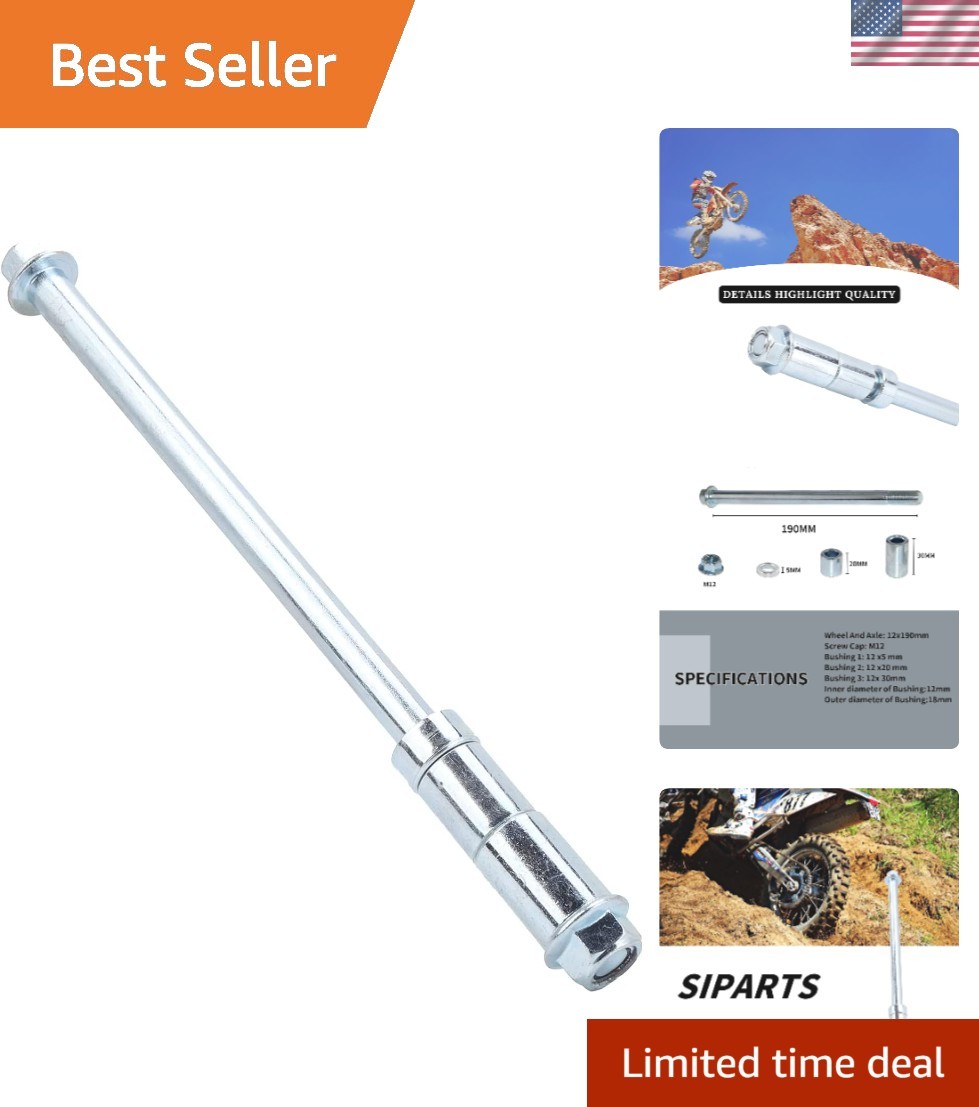 Durable 12mm Axle with Bushings for Optimal Pit Bike & Scooter Performance