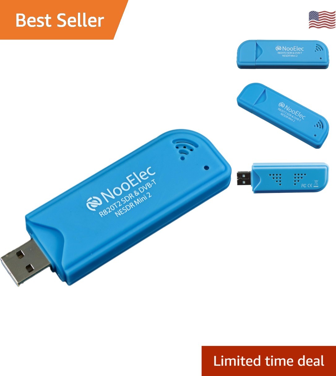 NESDR Mini 2 USB RTL-SDR Receiver Set with R820T2 Tuner, ESD-Safe - Blue