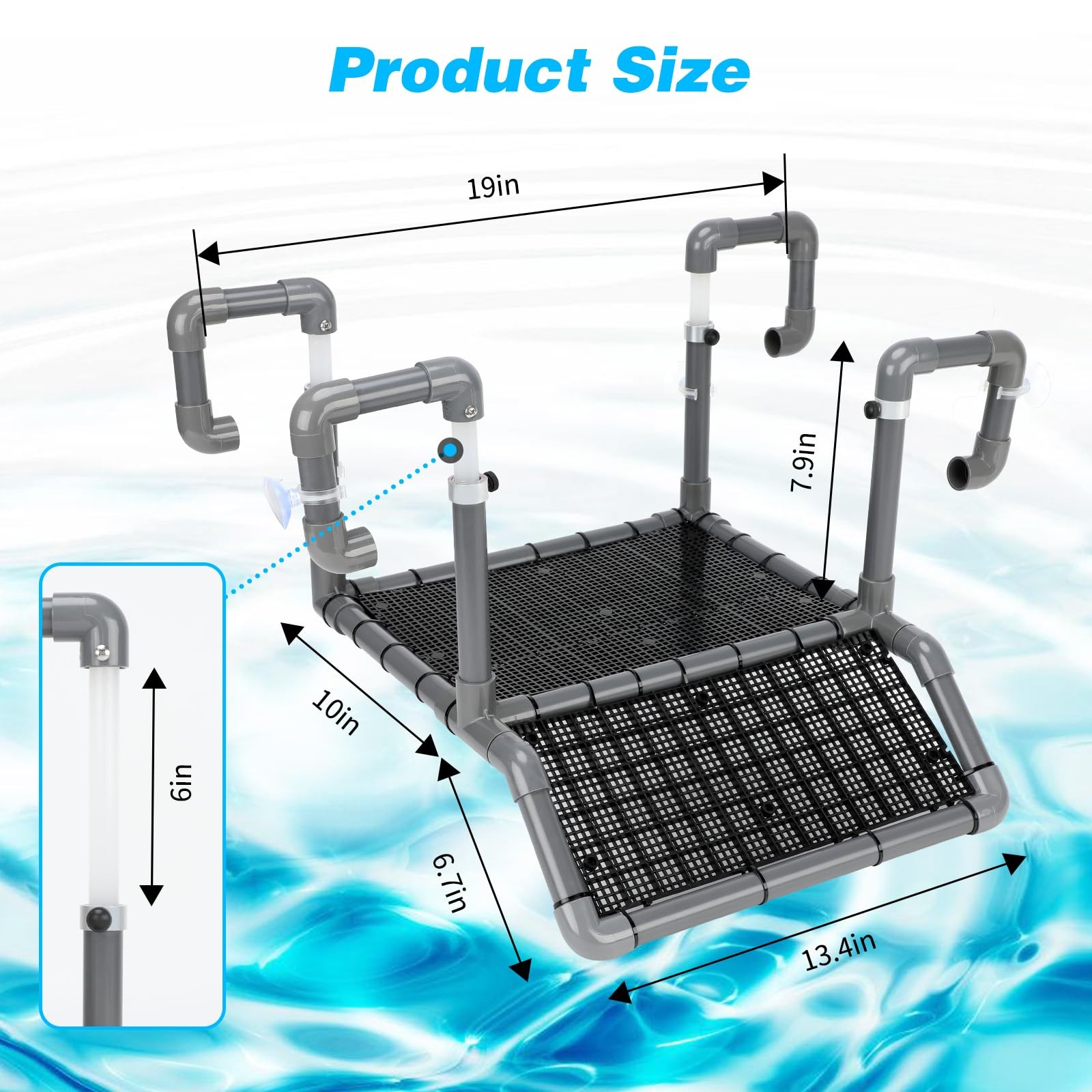Extra Large Hanging Turtle Basking Platform, 13.4"-19″ Wider Turtle Dock with...