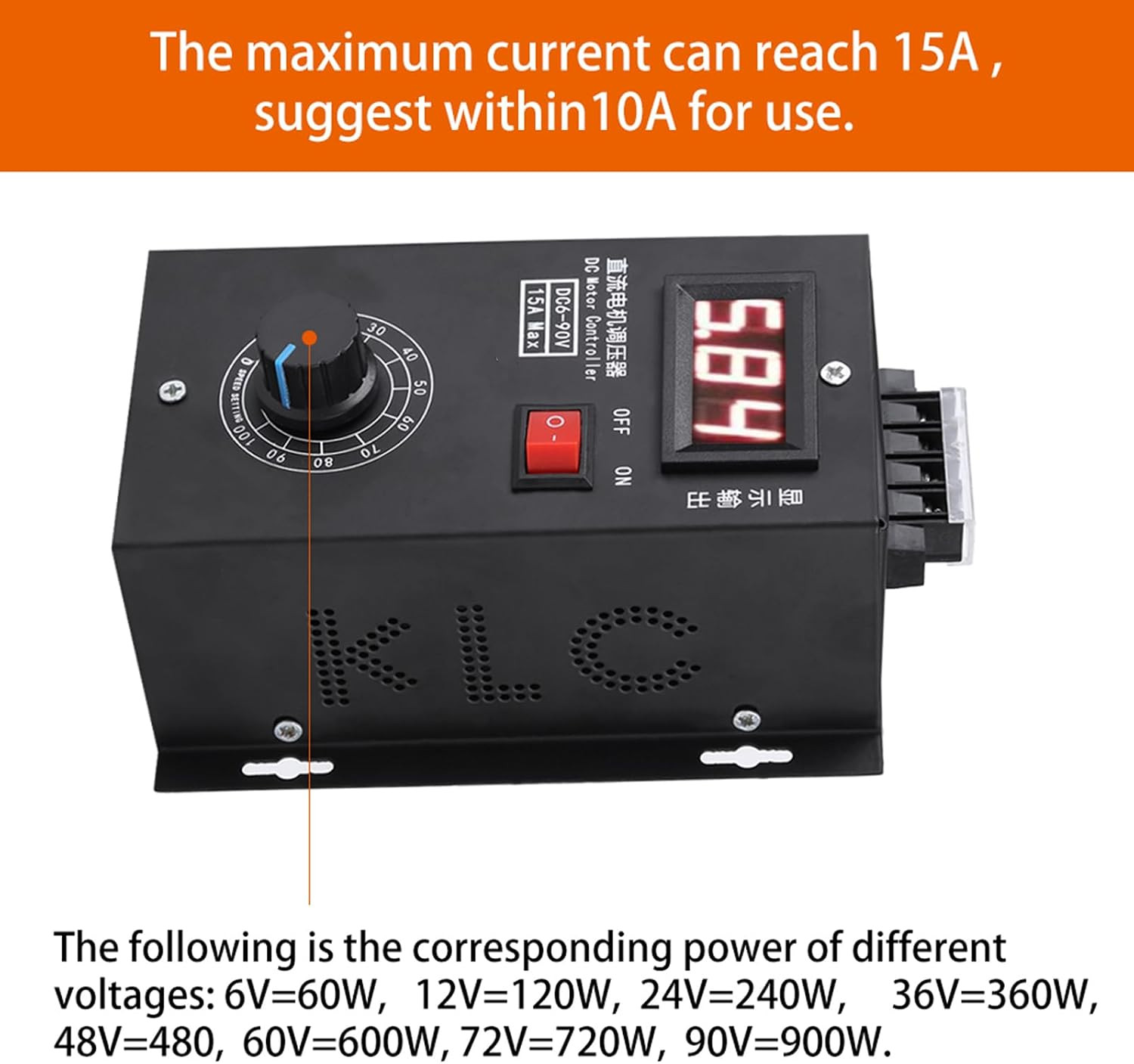 Universal 6V - 90V PWM DC 90V DC Motor Speed Controller Speed Controller PLC 15A
