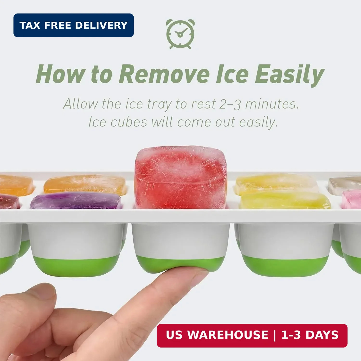4‑Pack Ice Cube Trays with Lids, 56‑Cube Total Stackable Freezer Ice Tr