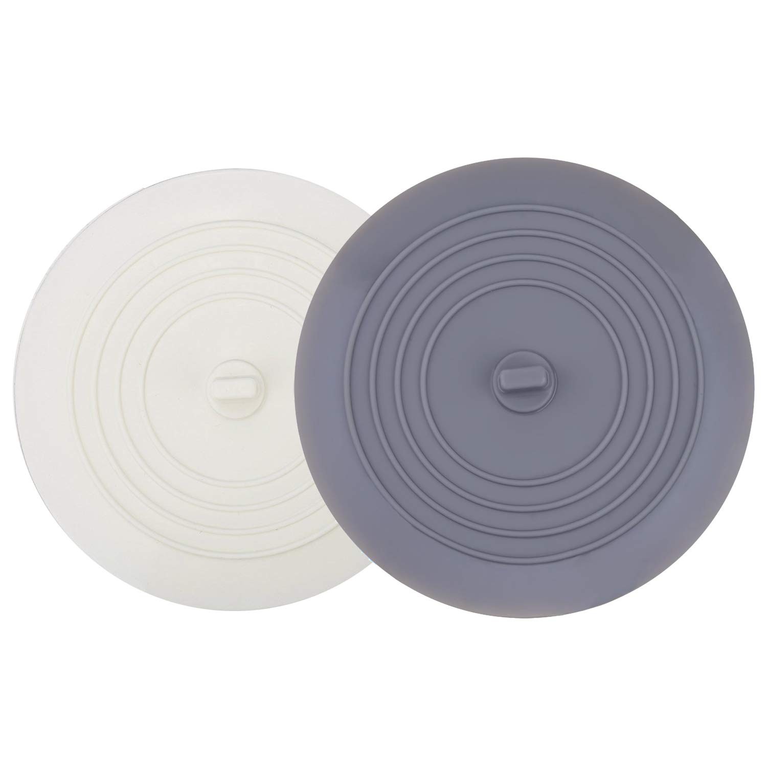 V-TOP Tub Stopper 2 Pack, 6 inches Large Silicone Drain Plug 6" White&gray