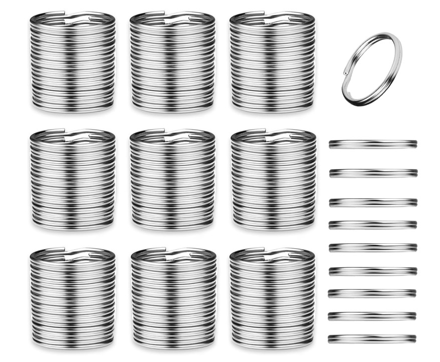 100pcs 20mm Key Ring Keychain Metal Silver Round Split Key Chains Rings Connecto