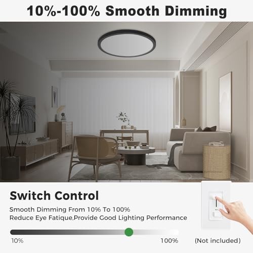 4Pack LED Flush Mount Ceiling Light, 12Inch 24W Dimmable 12"(4pack) Black