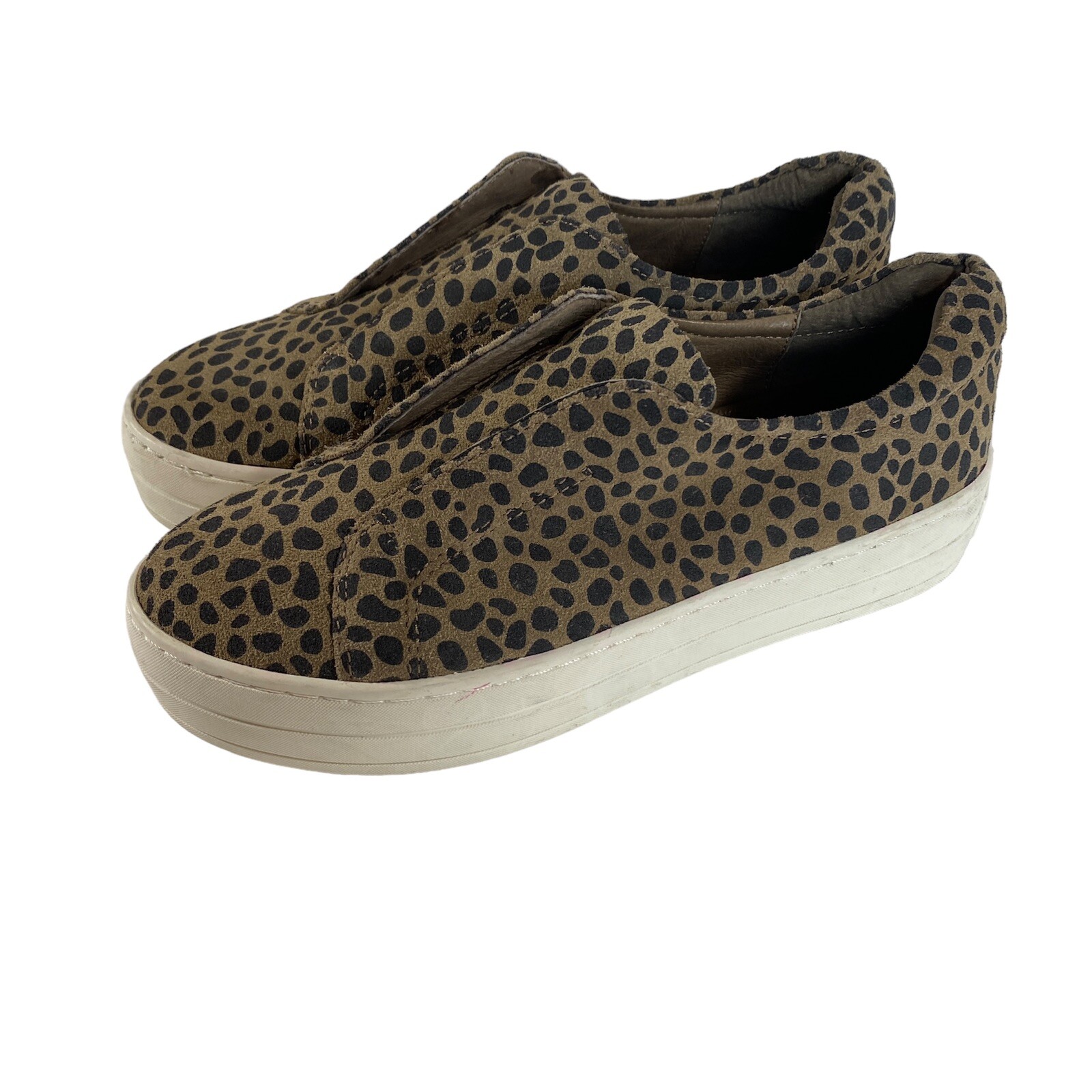 J/Slides Heidi Leopard Slip On Leather Sneaker Women’s Size 7