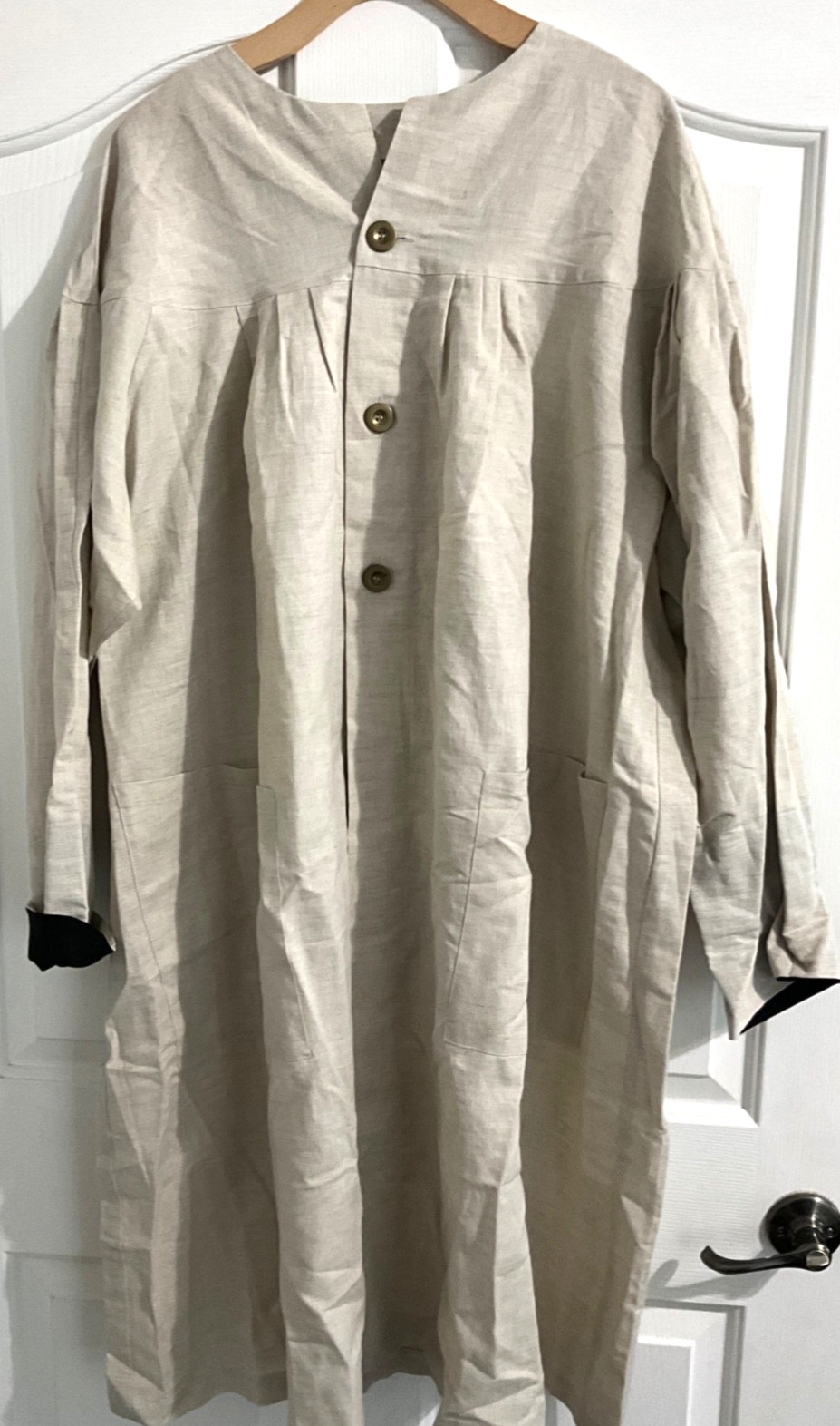 Designed in France Linen Cotton Artist Smock Oatmeal Oversized Painter’s Tunic