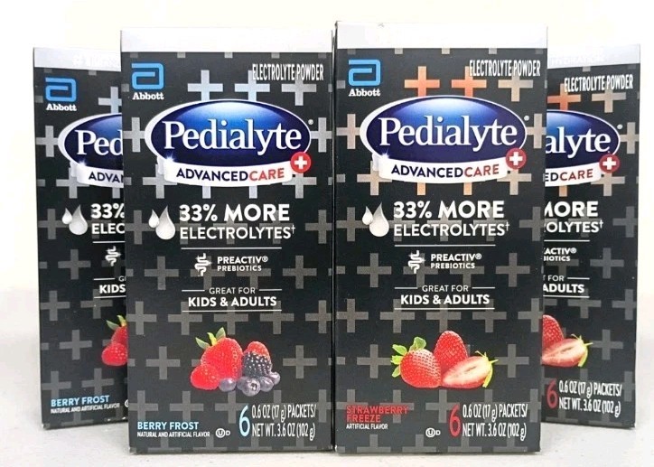 Pedialyte AdvancedCare + Electrolytes Berry & Strawberry 4 boxes 24pkts exp7/26