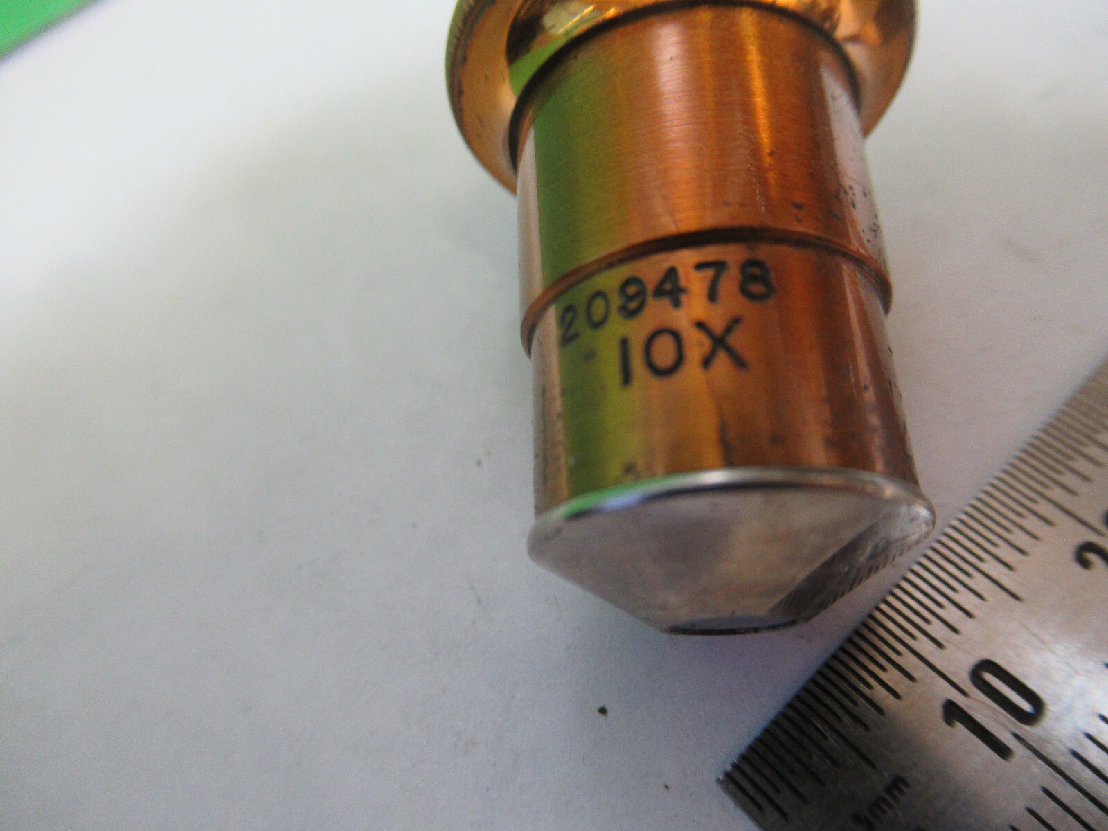 ANTIQUE BRASS OBJECTIVE SPENCER 10X MICROSCOPE OPTICS AS PICTURED Z7-FT-76