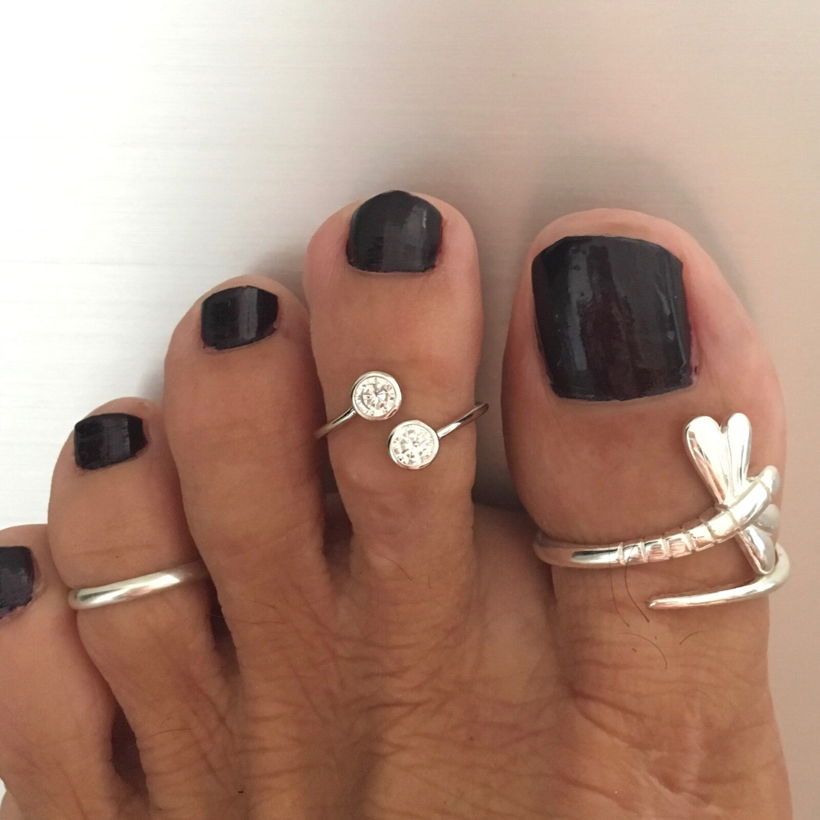 Sterling Silver Round CZ Toe Ring, Silver Ring, CZ Ring