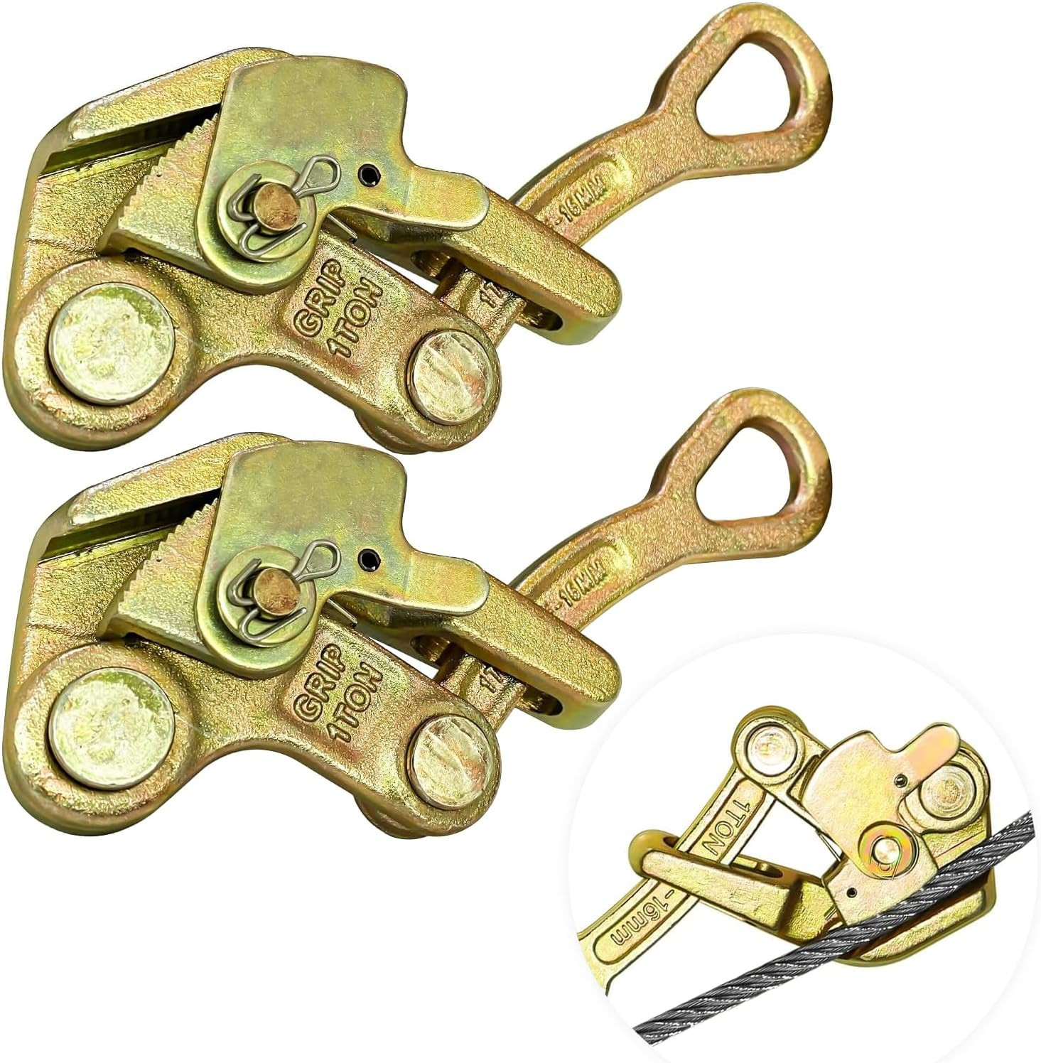 2Pcs Cable Grip Steel Wire Puller 1 Ton, Cable Puller Tool for 2.5-16