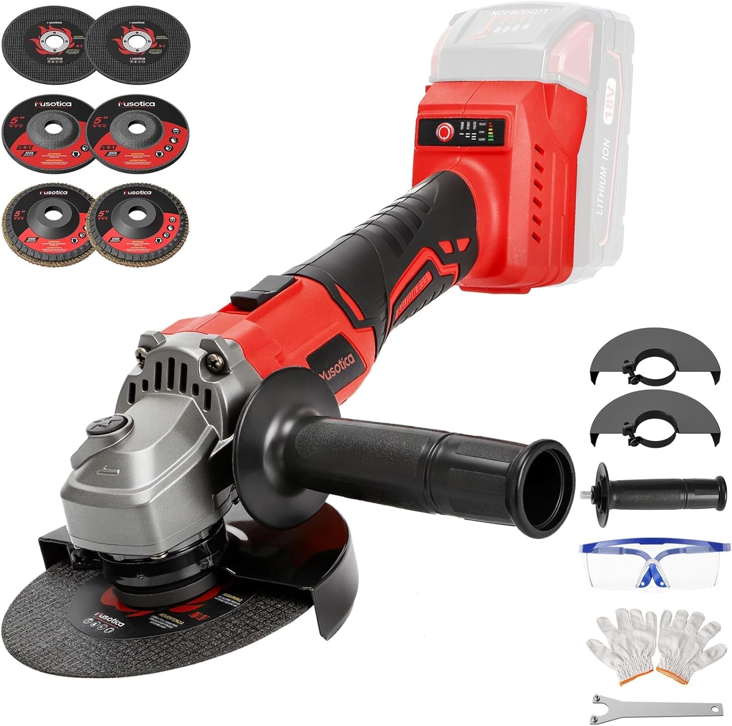 Angle Grinder Cordless for Milwaukee M18 Battery, Brushless, 4 1/2" Cordless ...