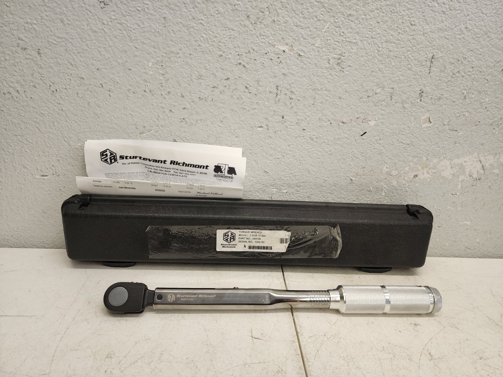 STURTEVANT RICHMONT 3 SDR 75 MG Mcrmtr Trq Wrnch,15 to 75 ft.-lb.,3/8" 53CA71