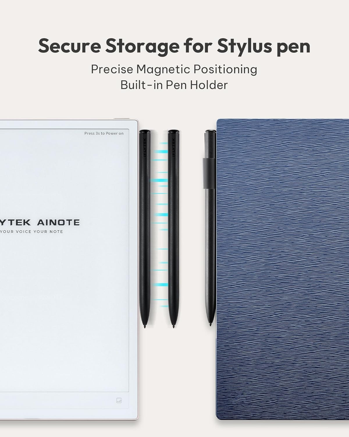 iflytek AINOTE 2 Bundle with Deep Navy Folio Case, 10.65" E-Ink Tablet, AI Note