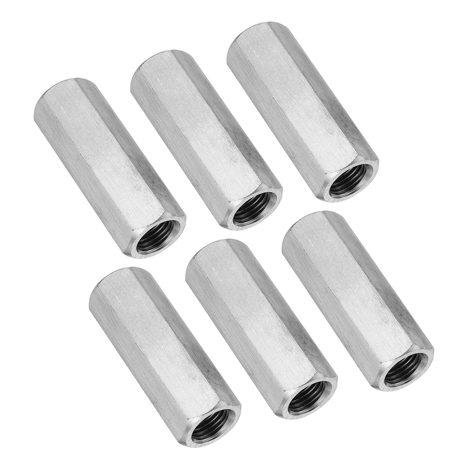 6Pcs M12x1.25Pitch 50mm L 304 Stainless Steel Hex Coupling Connector for Repair