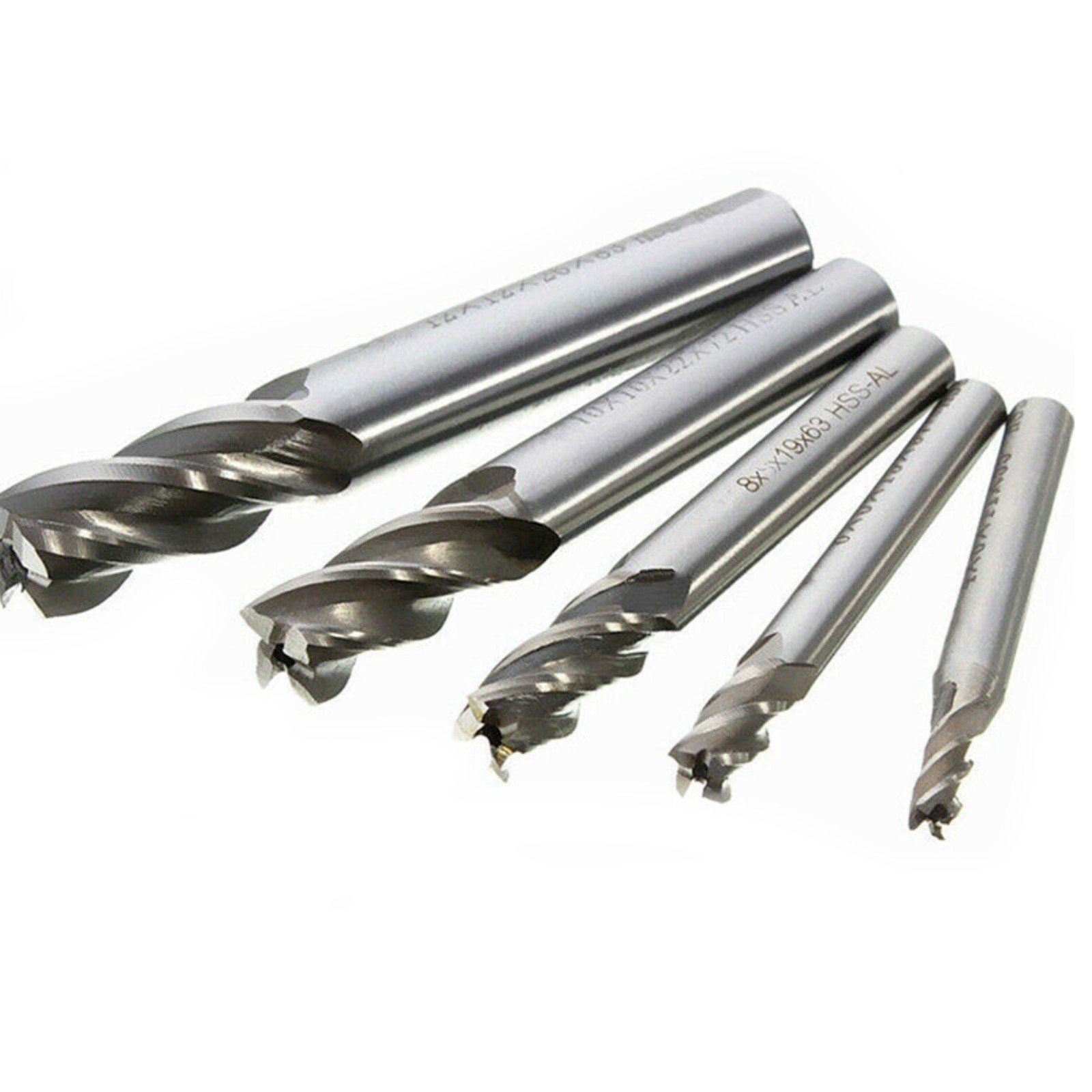 5Pcs CNC Straight Drill Bits HSS Shank 4 Flutes Engraving Milling Cutters