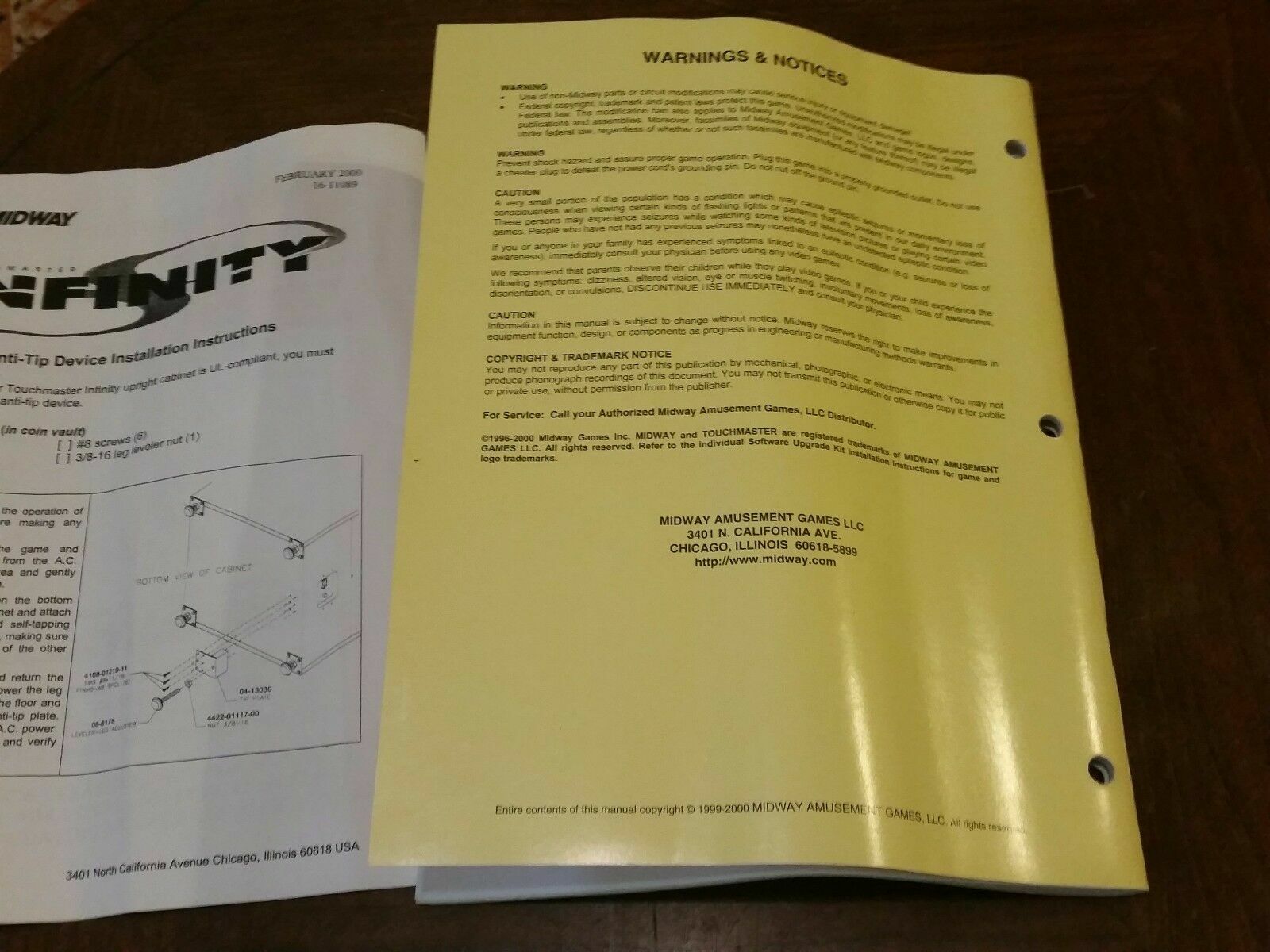 MIDWAY Touchmaster Infinity Operations Manual for Upright Style Cabinet