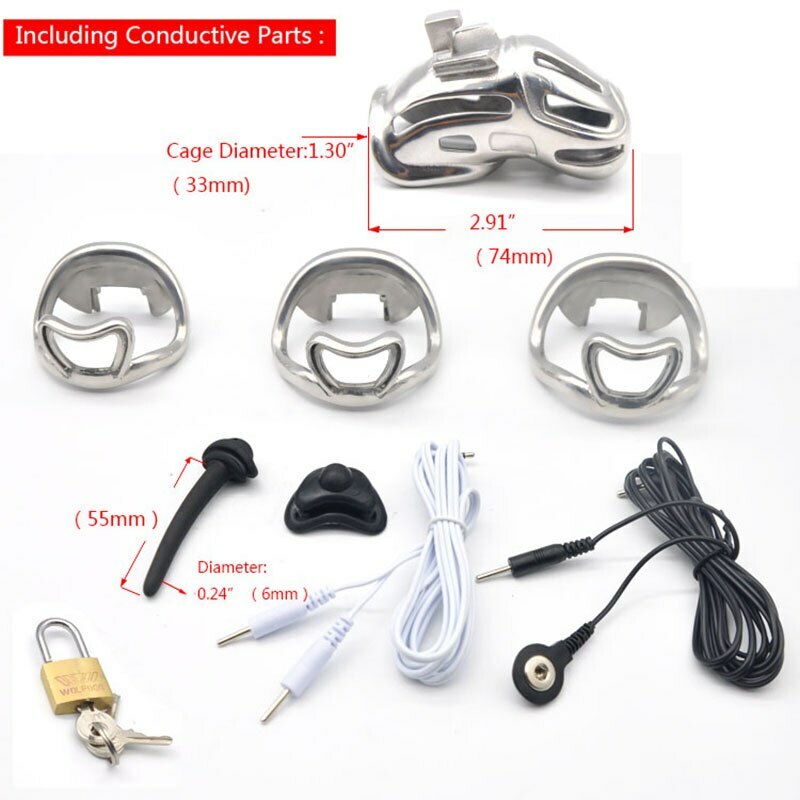 Stainless Steel Male Metal Chastity Device with Embedded Modular Design Ring