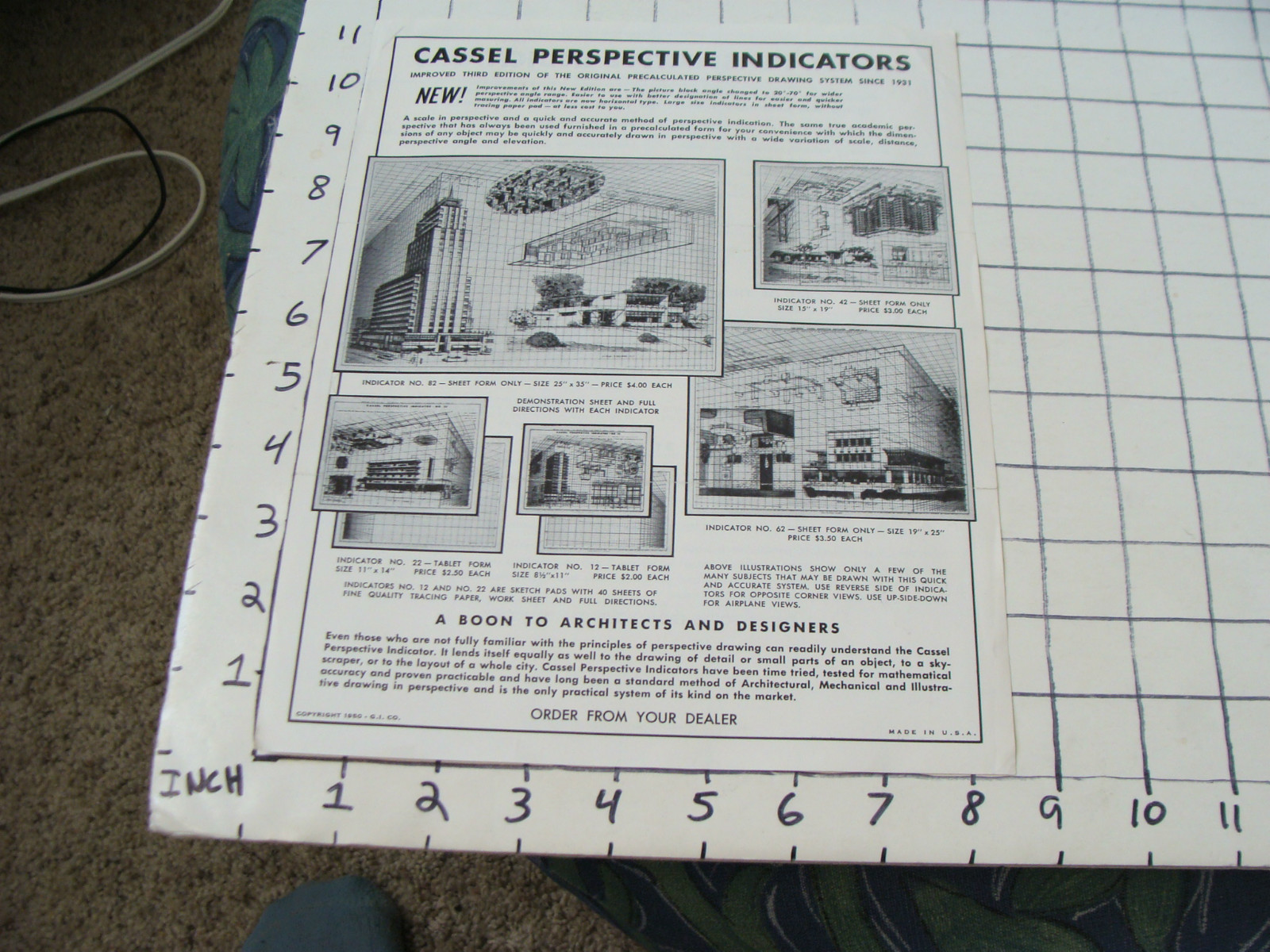 vintage Paper Ephemera: 1950 CASSEL PERPECTIVE INDICATORS ad sheet