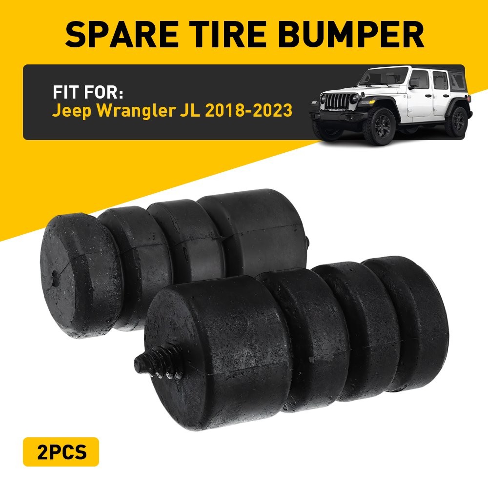 Pair of Black Tailgate Spare Tire Bumper Stops for Jeep Wrangler JL 2018-2023 US