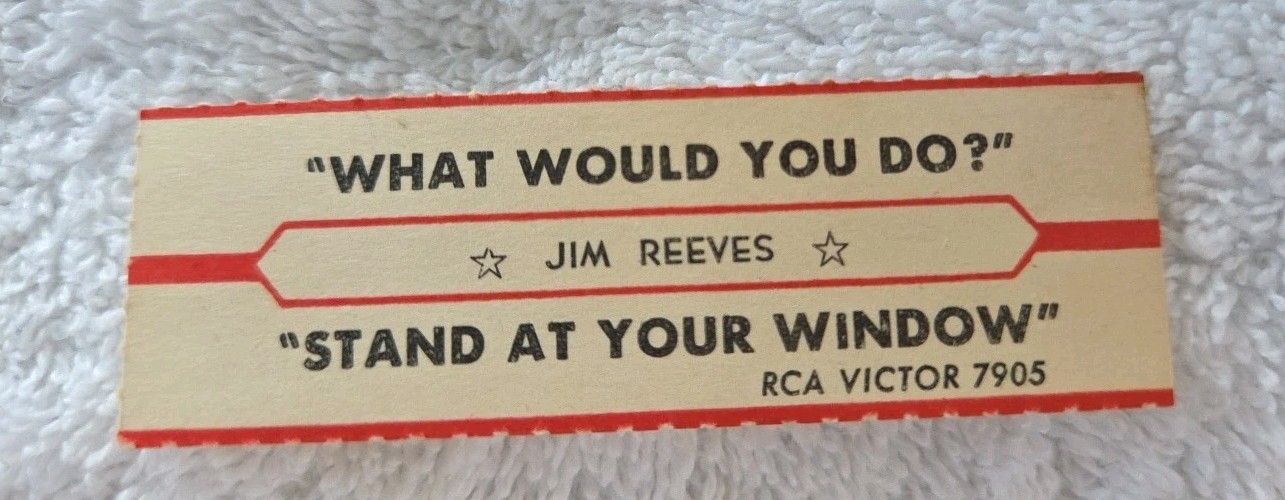 VTG Jukebox Title Strip JIM REEVES "What Would You Do?" & "Stand At Your Window"