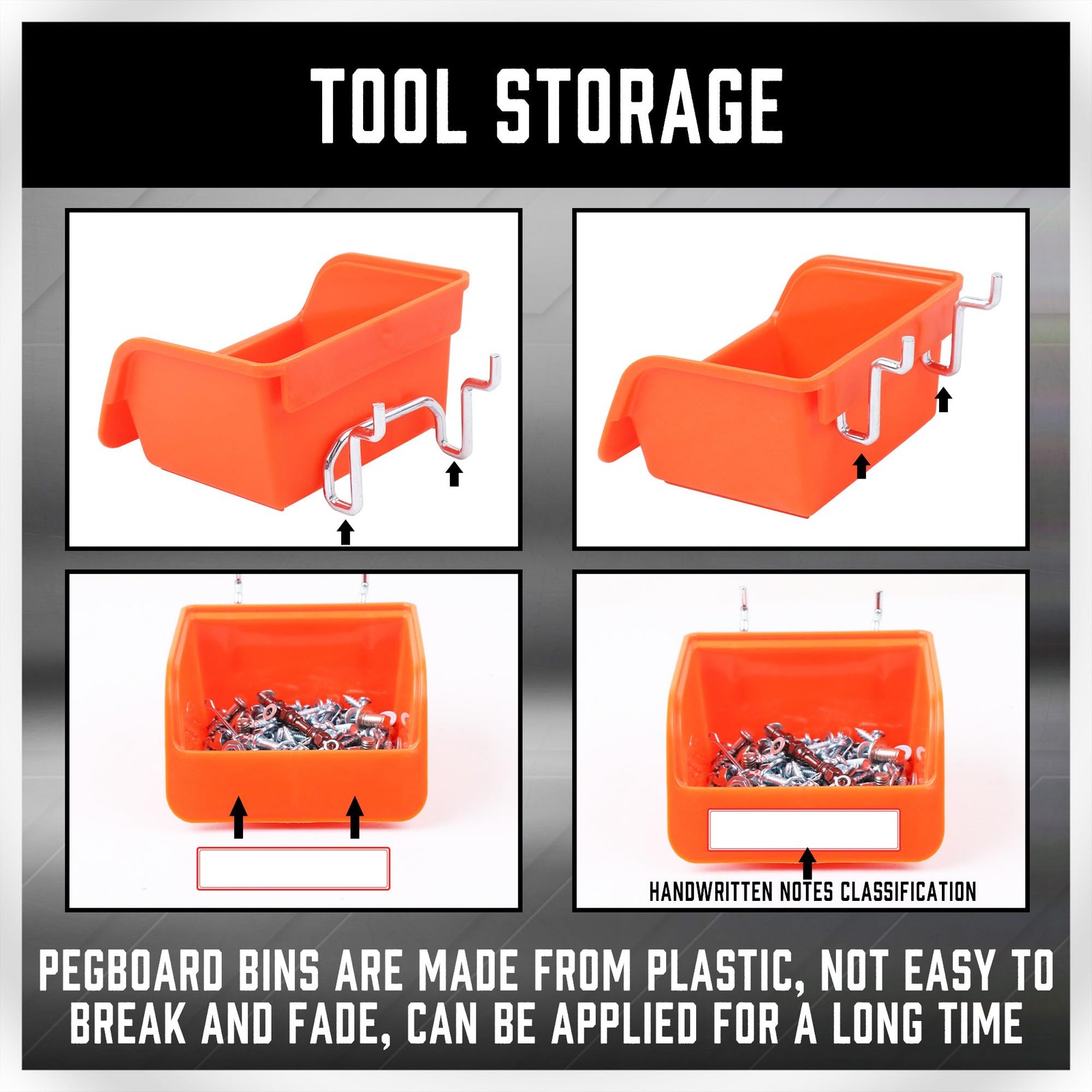HORUSDY 238 PCS Pegboard Hooks Assortment Kit – 16 Types 238-Piece, Silver