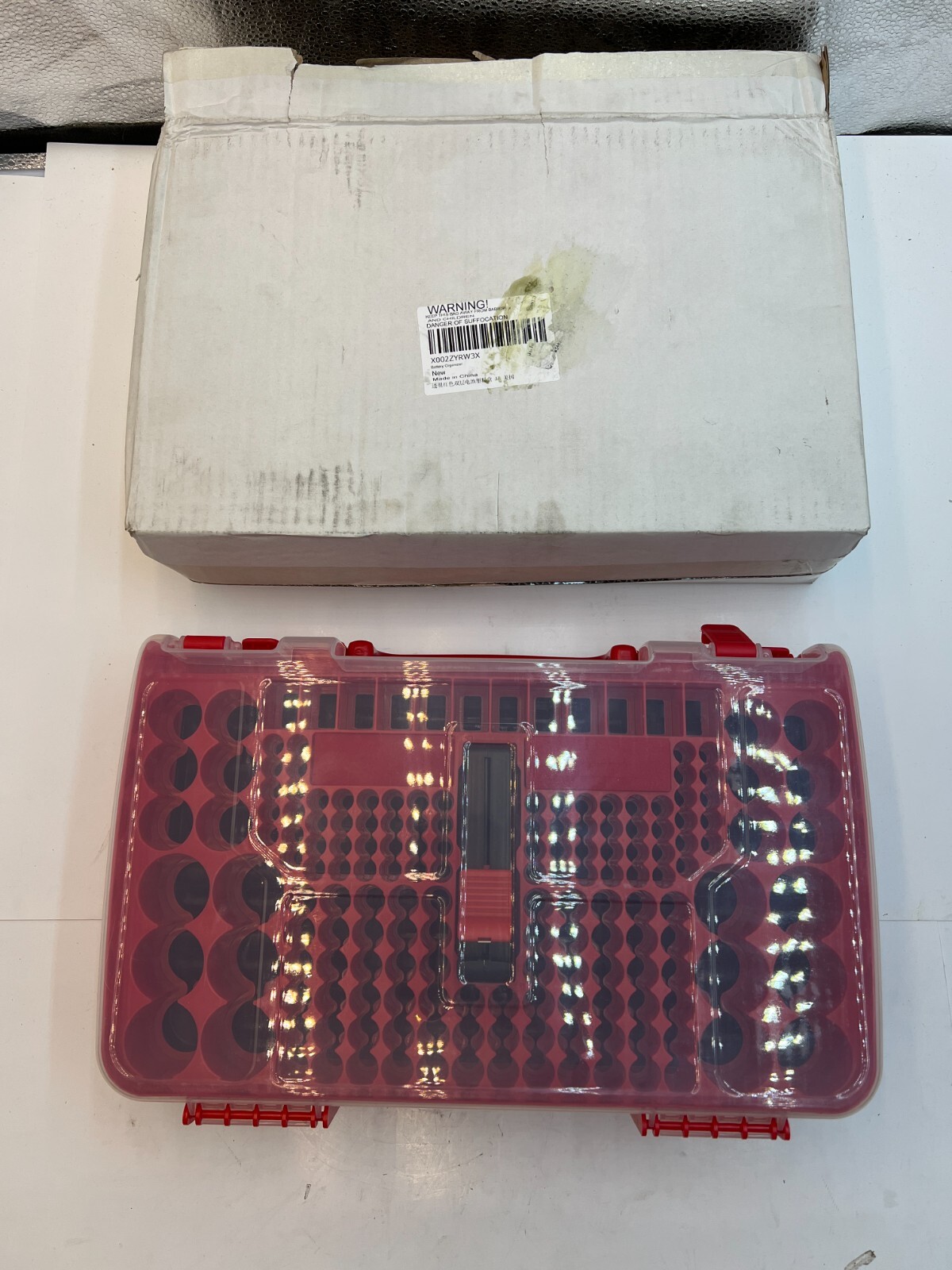 Battery Organizer Storage Case Red Replacement Heavy Duty