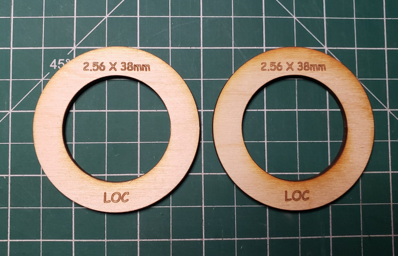 2.56" X 38mm Centering Ring Set For LOC model rocket Tubes