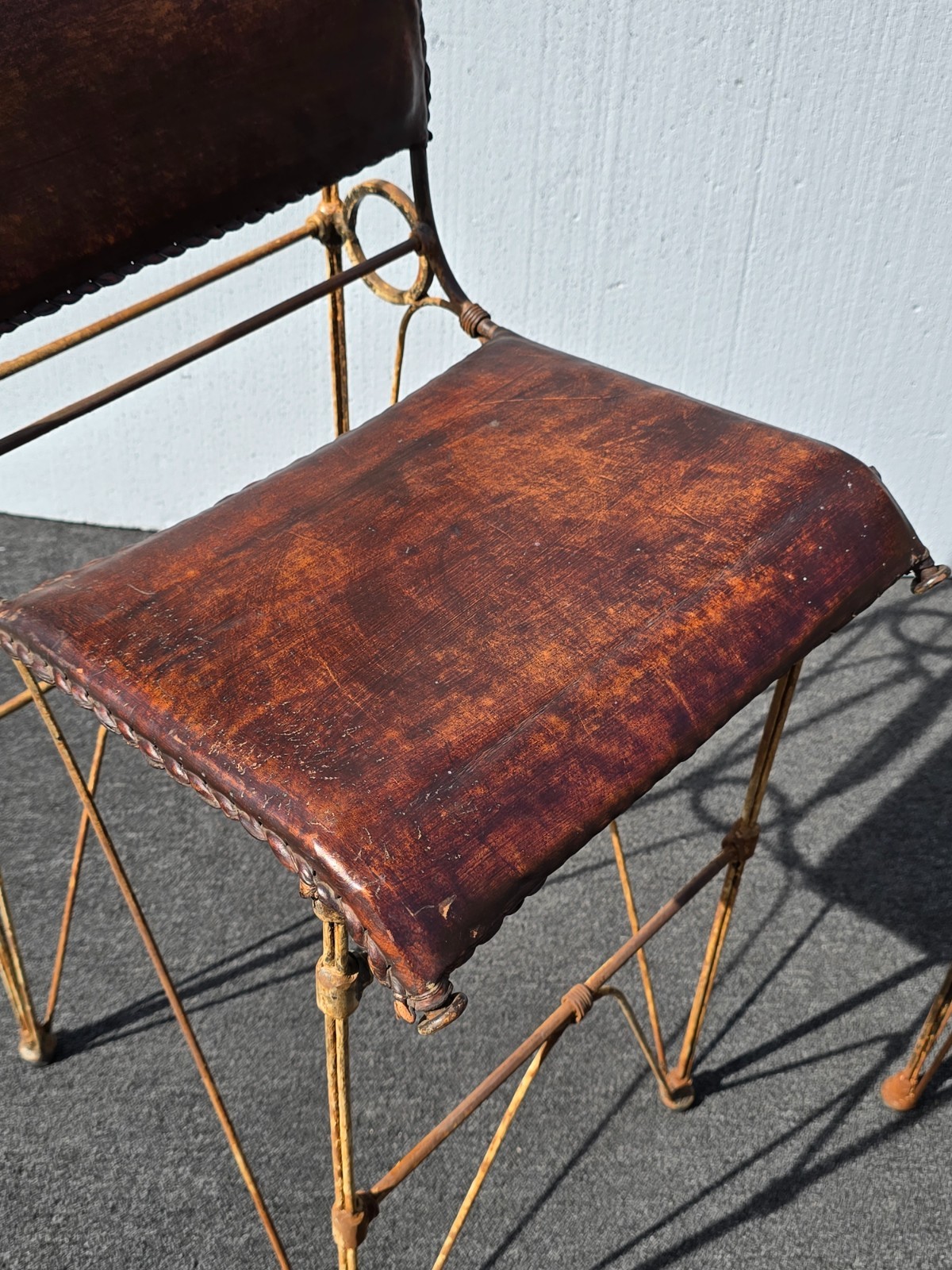 Pair of Vintage IIana Goor Brown Leather Barstools Bar Stools