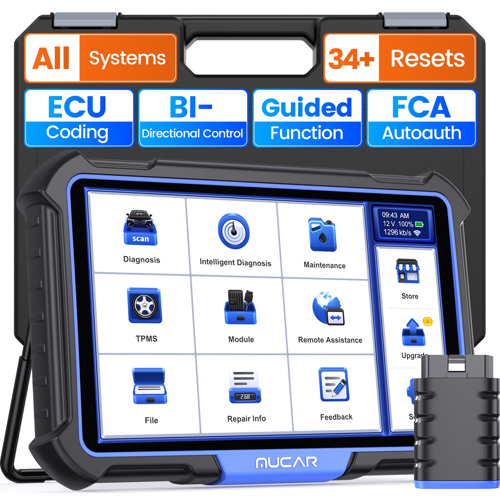 MUCAR VO8 Automotive Diagnostic Scanner BT Bidirectional E.CU Coding 34+ Service