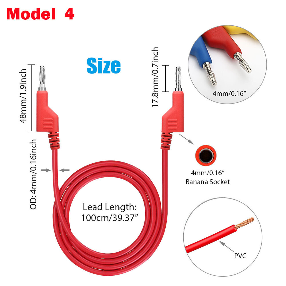 3.3FT 4mm Stackable Banana Plug Test Lead Kit & Alligator Clip & Back Probe NEW