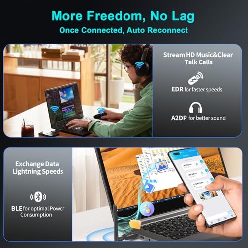 Long Range Bluetooth 5.4 USB Adapter for PC Windows 7-11, 150m, Black