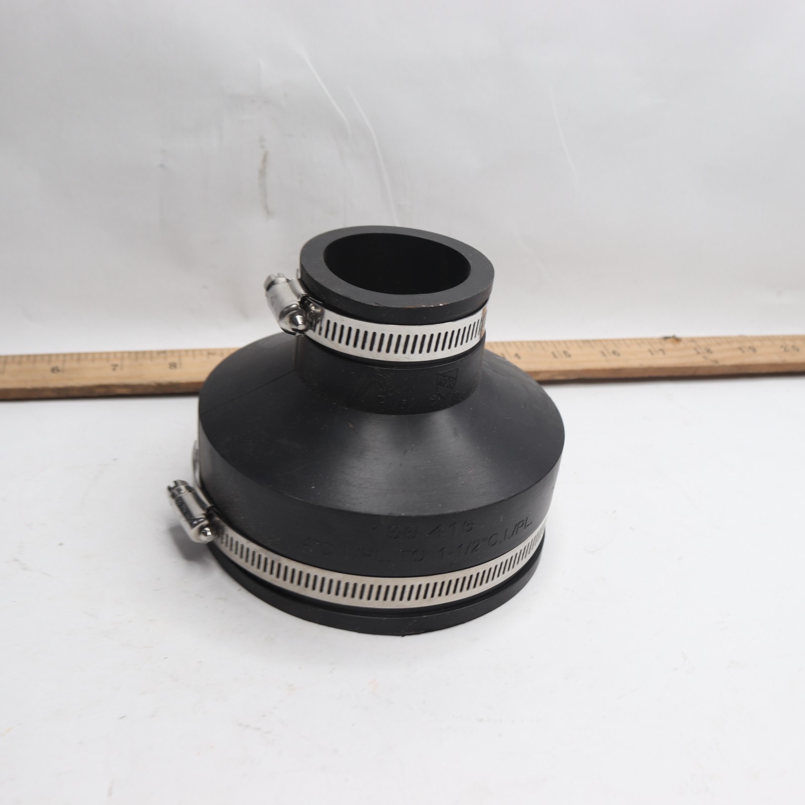 Flexible  Reducing Coupling w/ Stainless Steel Clamps PVC Black 156-415