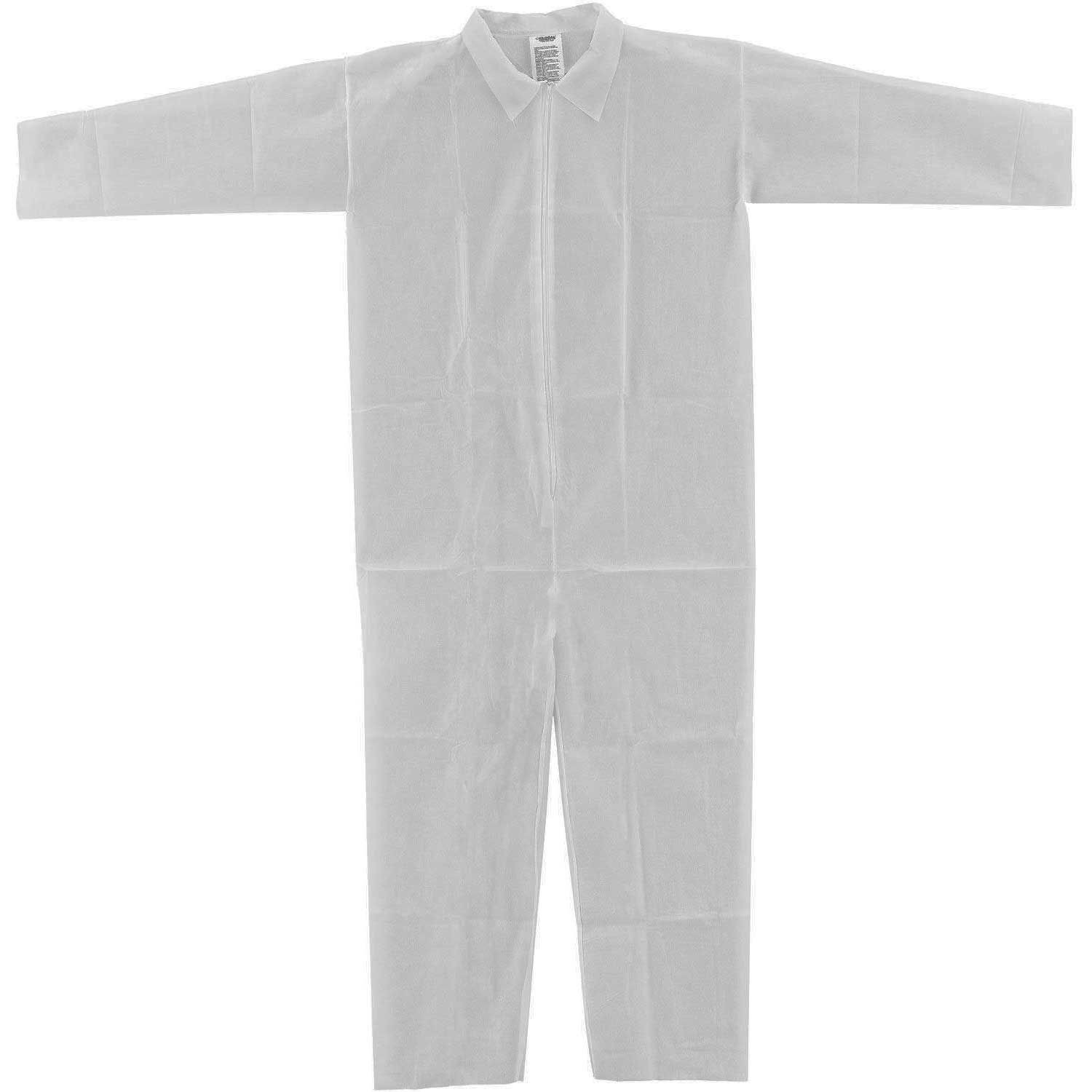 Disposable Polypropylene Coverall Open Wrists/Ankles WHT 2XL 25/Case