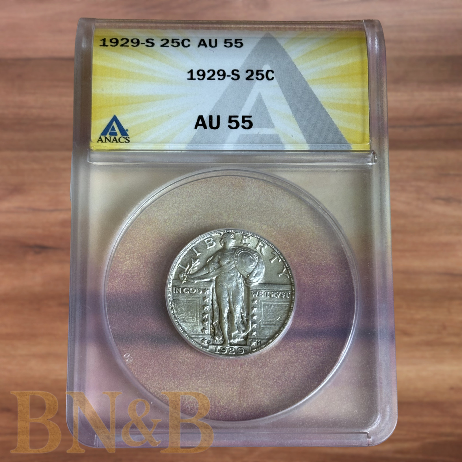 1929 S Standing Liberty Quarter ANACS AU55